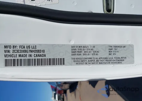 2022 Dodge Charger Sxt Rwd z USA, uszkodzony, nr VIN 2C3CDXBG7NH208310